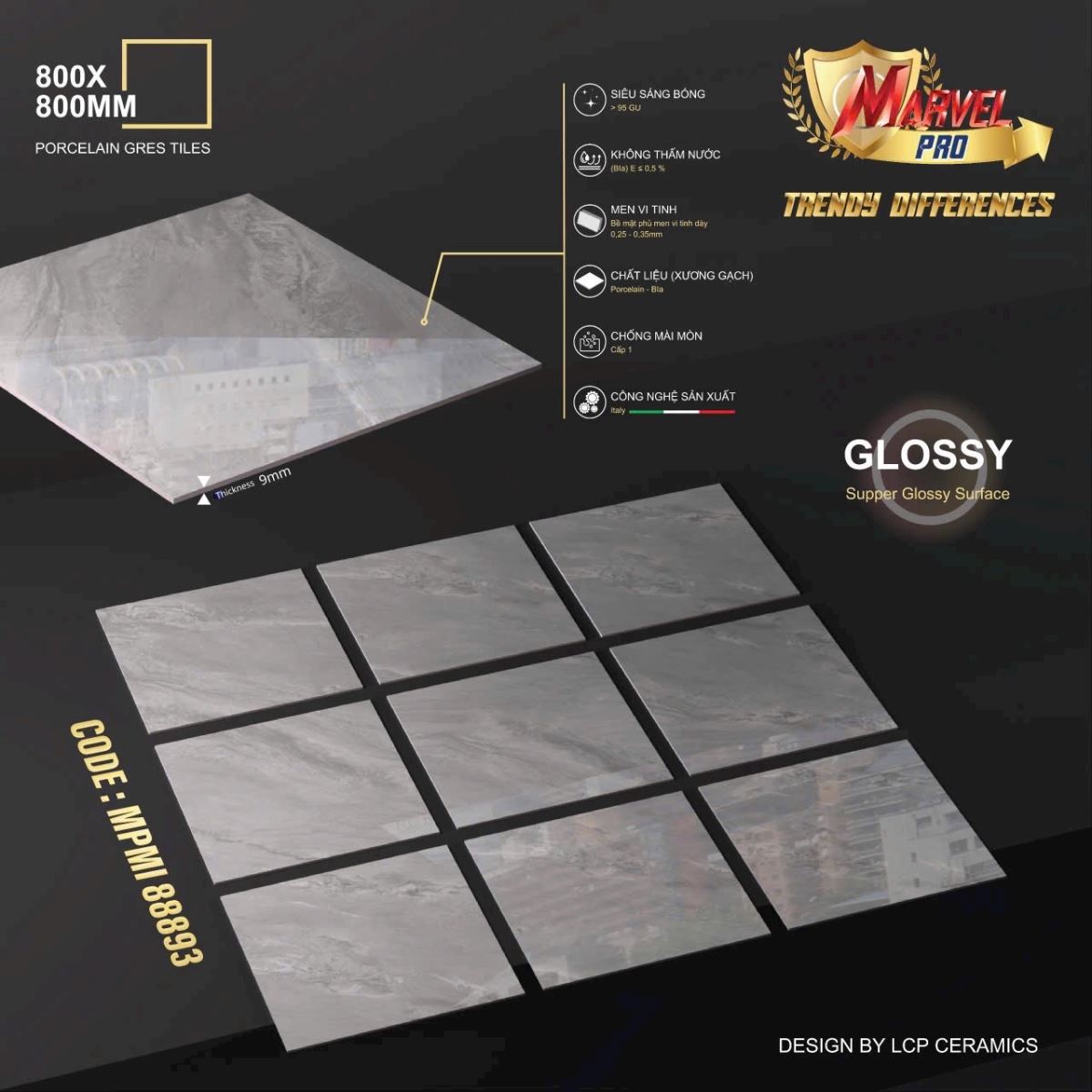 Gạch ốp lát 80x80 Apodio 88893 9