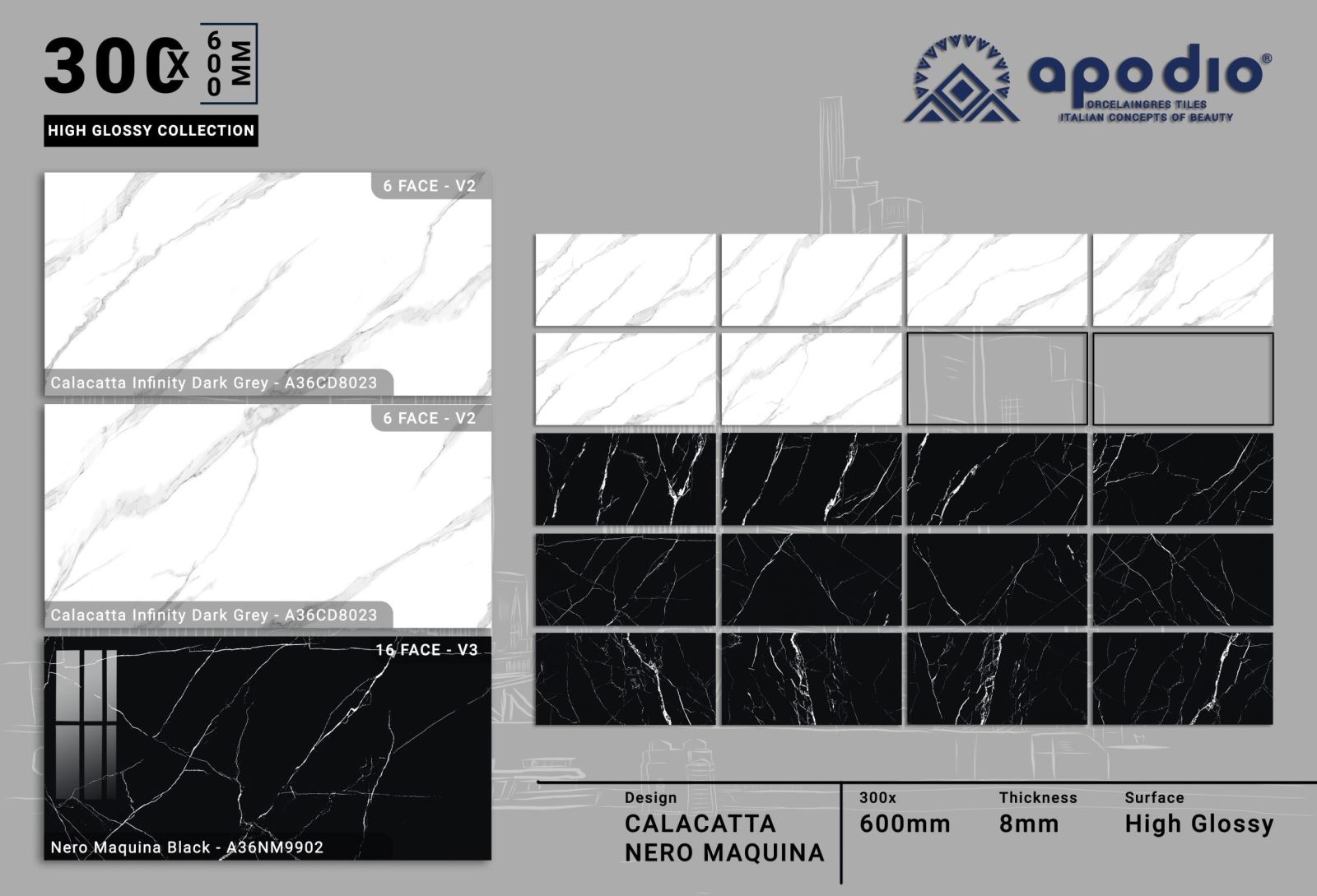 Gạch ốp lát 30x60 Apodio A36CD8023 - A36NM9902 4