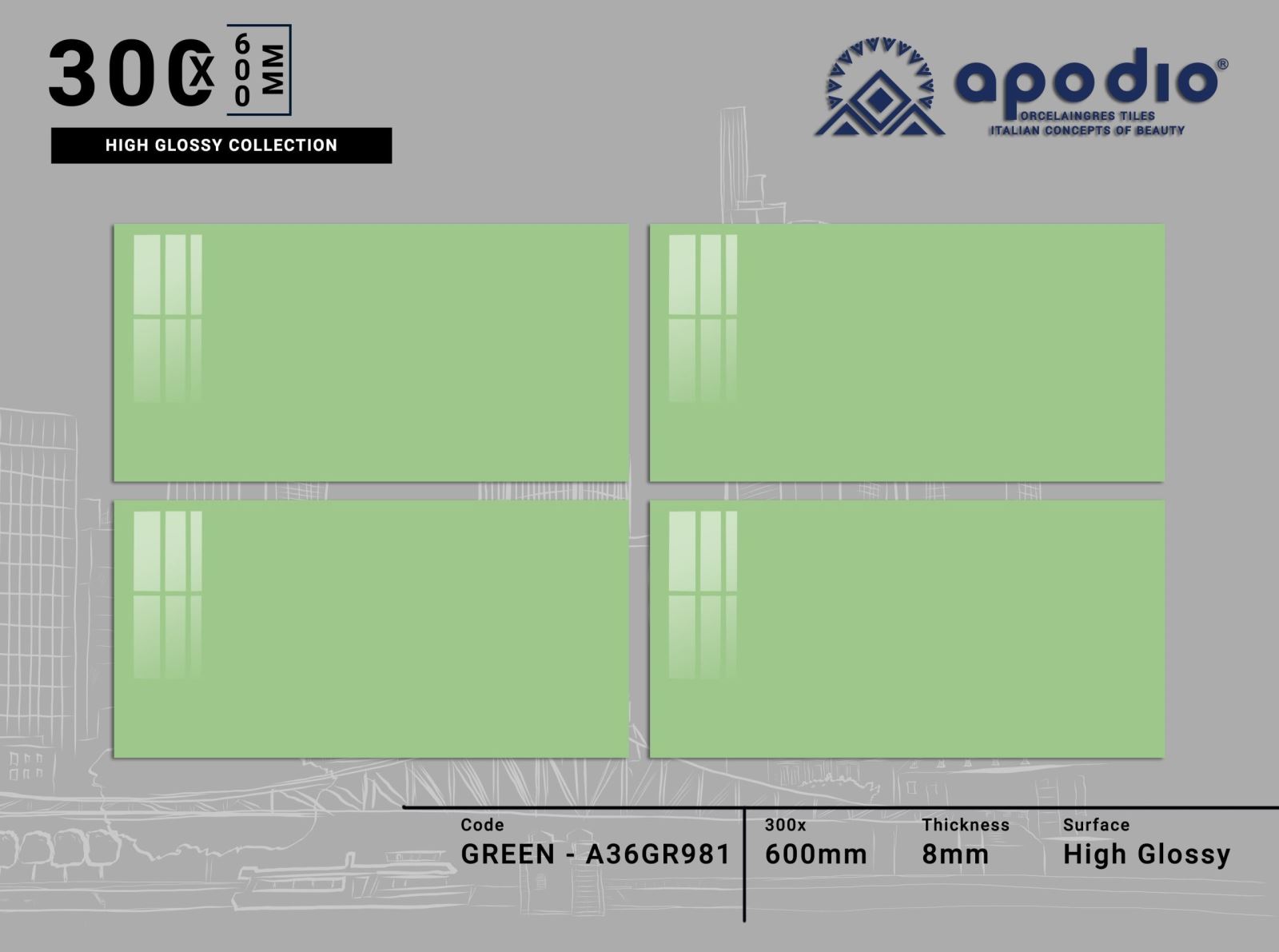 Gạch ốp lát 30x60 Apodio A36GR981 4