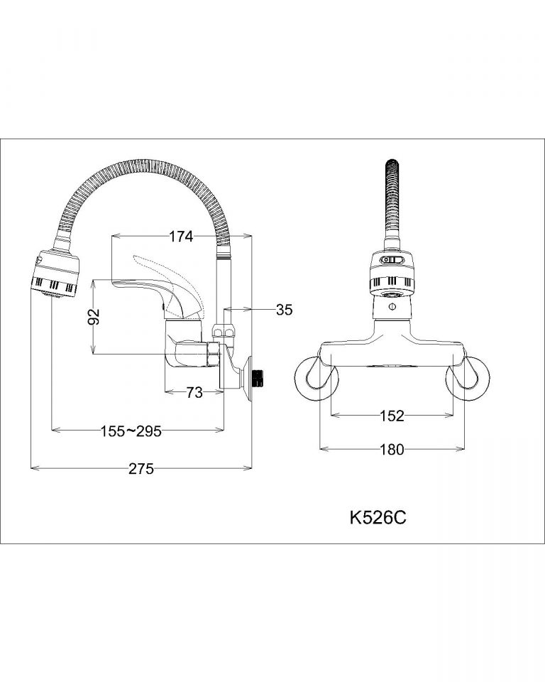 Vòi Bếp Nóng Lạnh CAESAR K526C Gắn Tường 2