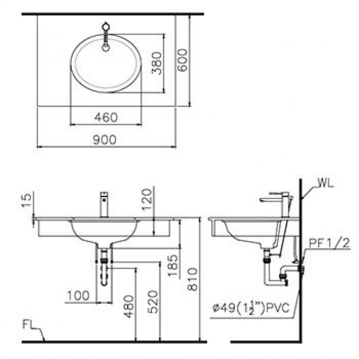 Chậu Rửa Mặt Lavabo Caesar LF5260 Đặt Bàn 4