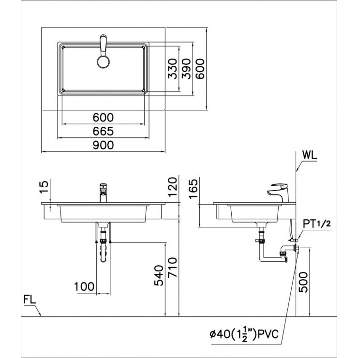 Chậu Rửa Mặt Lavabo Caesar LF5260 Đặt Bàn 4