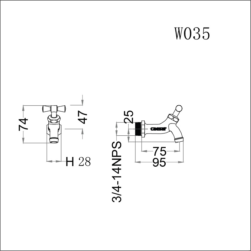 Vòi Lạnh Gắn Tường CAESAR W035-1 5