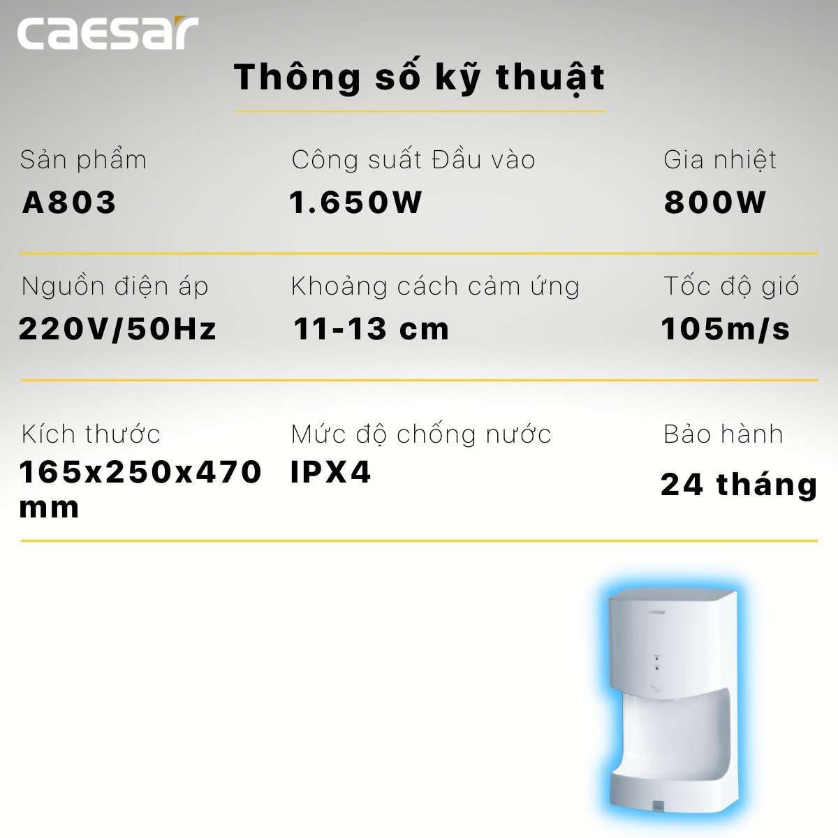 Máy Sấy Tay Caesar A803 6