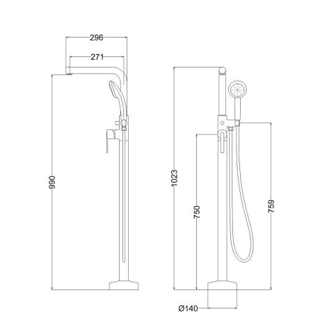 Vòi sen bồn tắm nóng lạnh Caesar AS489C 3