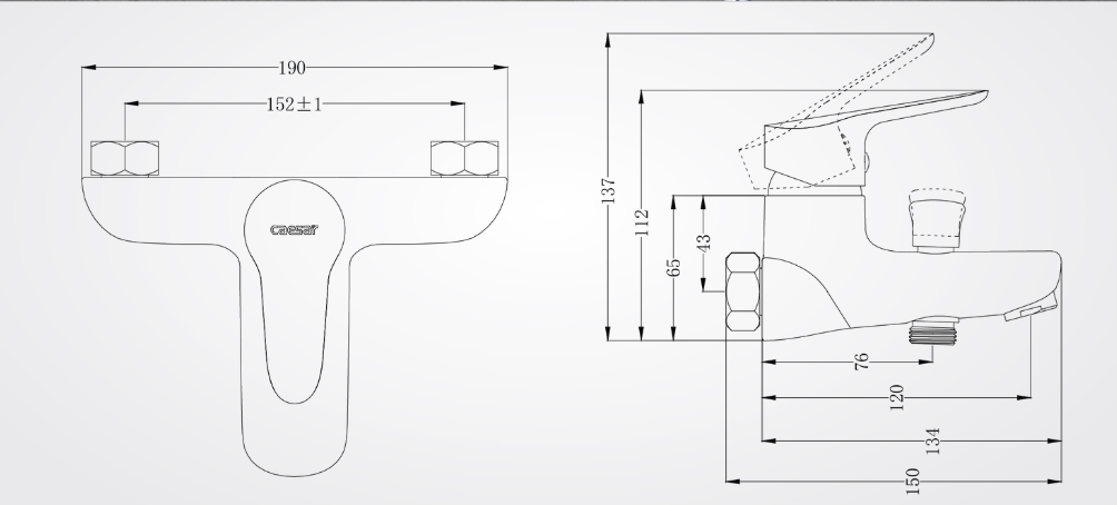 Bộ vòi sen tắm nóng lạnh Caesar S843C 2