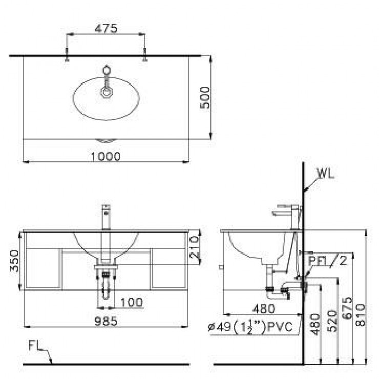 Chậu Rửa Mặt Lavabo Caesar LF5260 Đặt Bàn 4