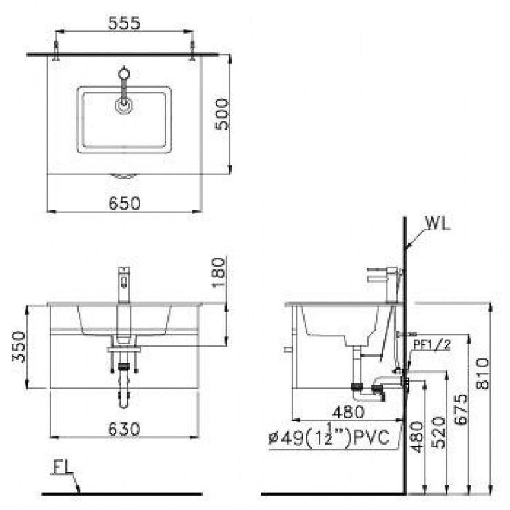 Chậu Rửa Mặt Lavabo Caesar LF5260 Đặt Bàn 4