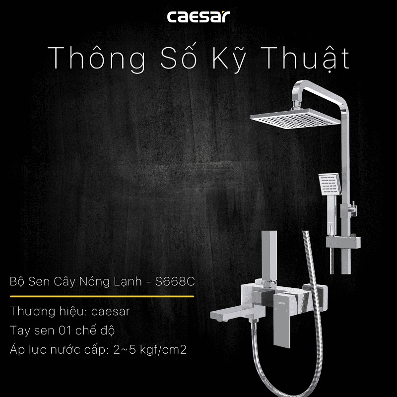 Bộ Vòi Sen Cây Nóng Lạnh CAESAR S668C 5