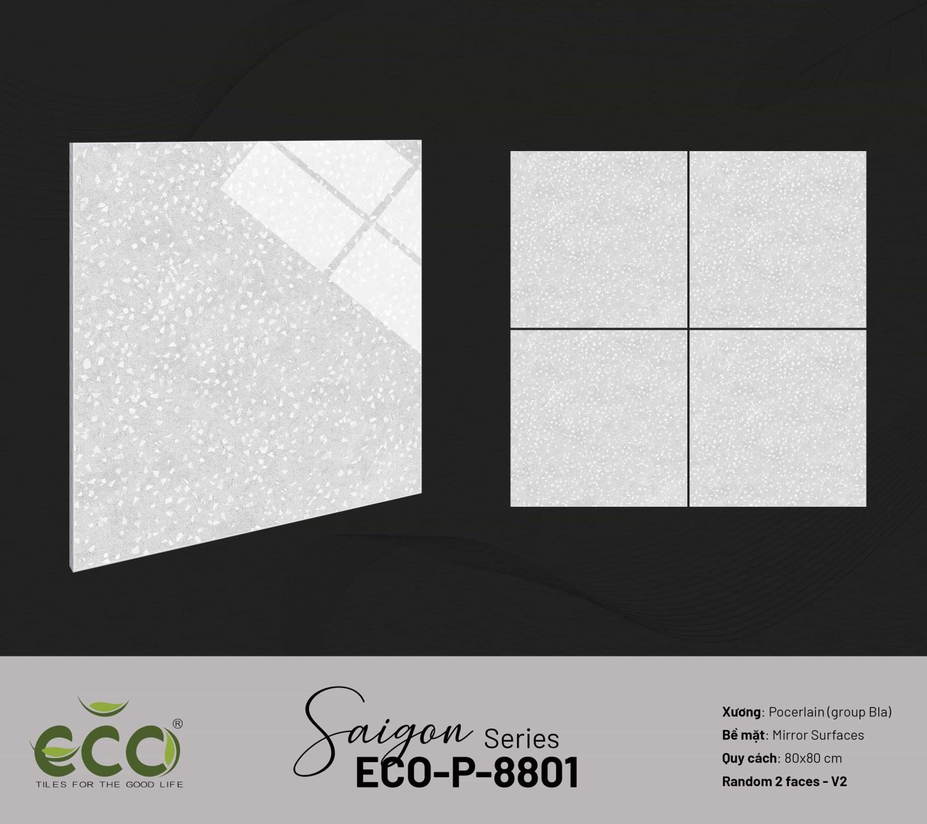 Gạch ốp lát 80x80 Ecotiles ECO-P-8801