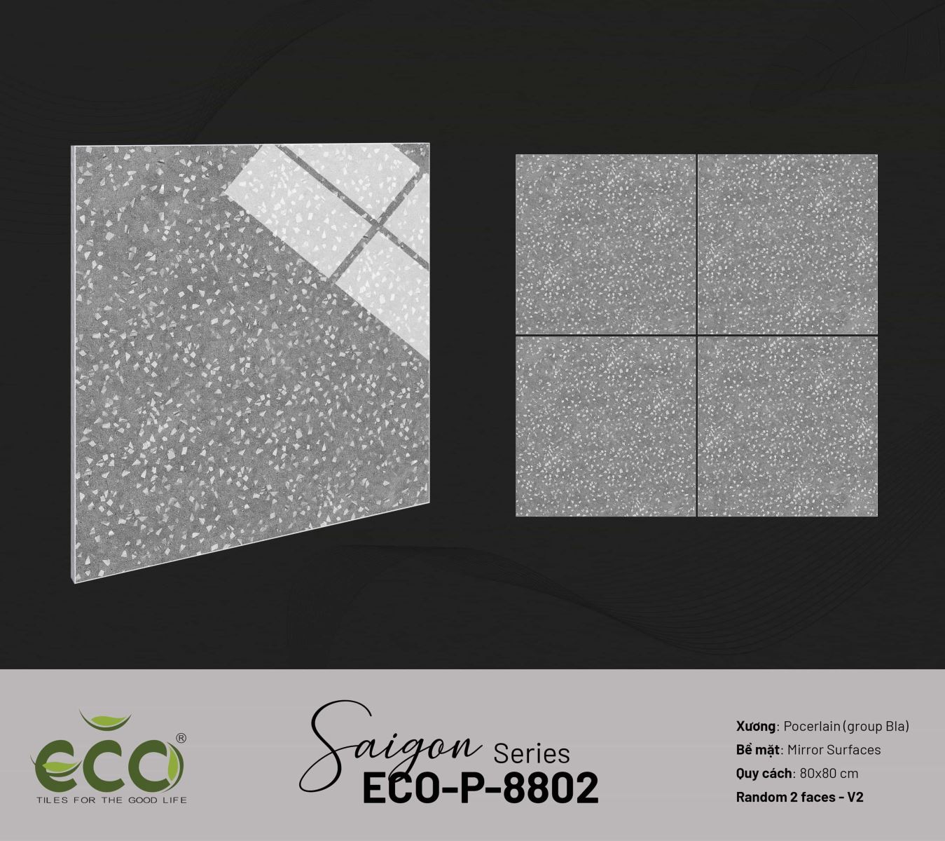 Gạch ốp lát 80x80 Ecotiles ECO-P-8802
