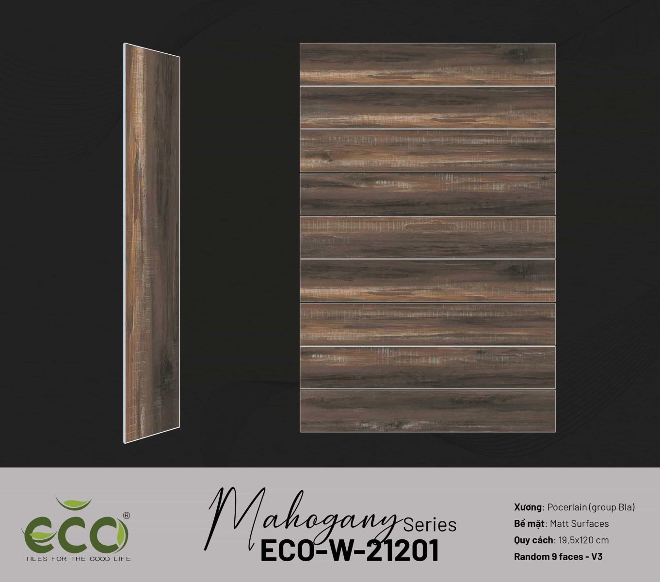 Gạch ốp lát vân gỗ 19.5x120 Ecotiles ECO-W-21201