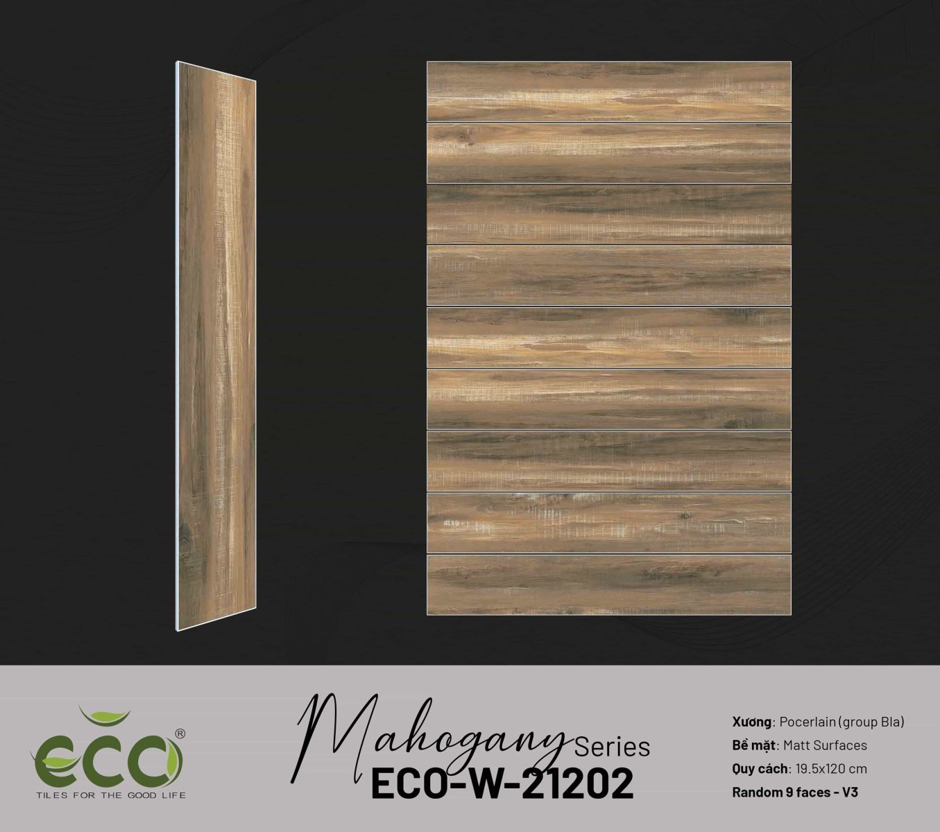 Gạch ốp lát vân gỗ 19.5x120 Ecotiles ECO-W-21202