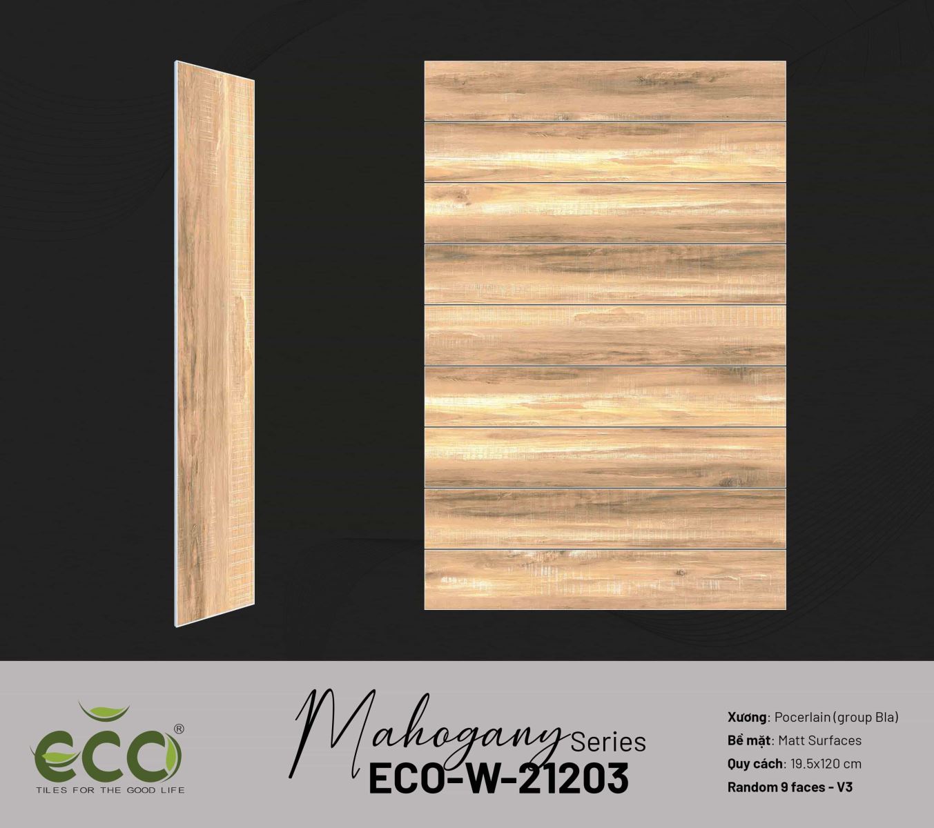 Gạch ốp lát vân gỗ 19.5x120 Ecotiles ECO-W-21203