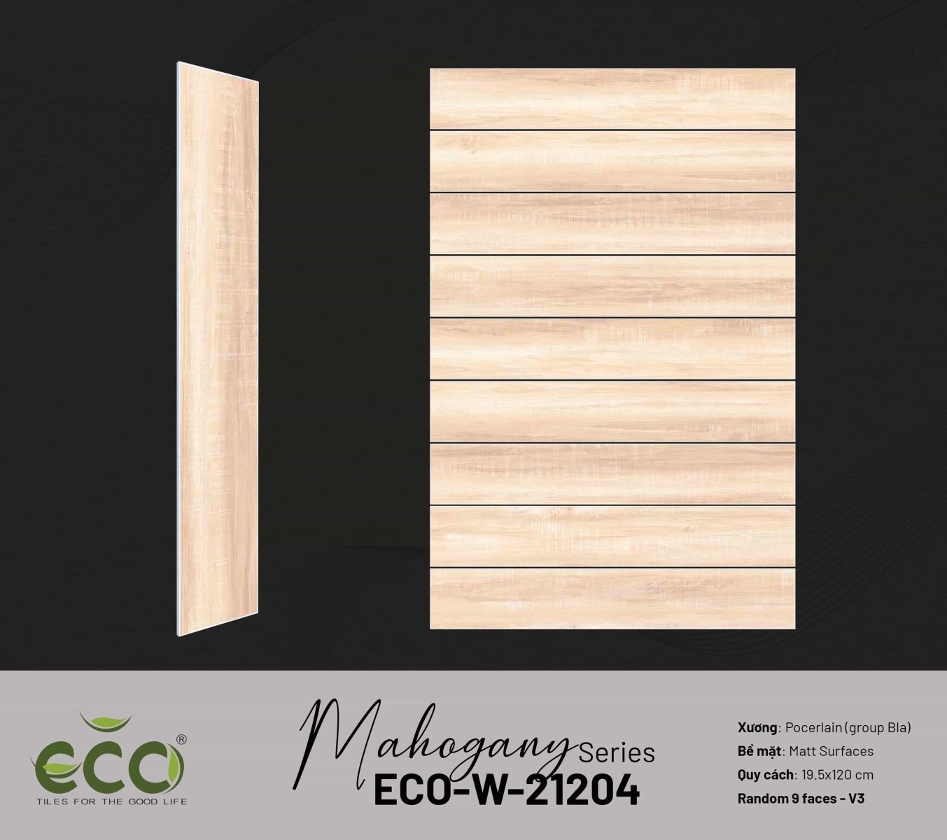 Gạch ốp lát vân gỗ 19.5x120 Ecotiles ECO-W-21204