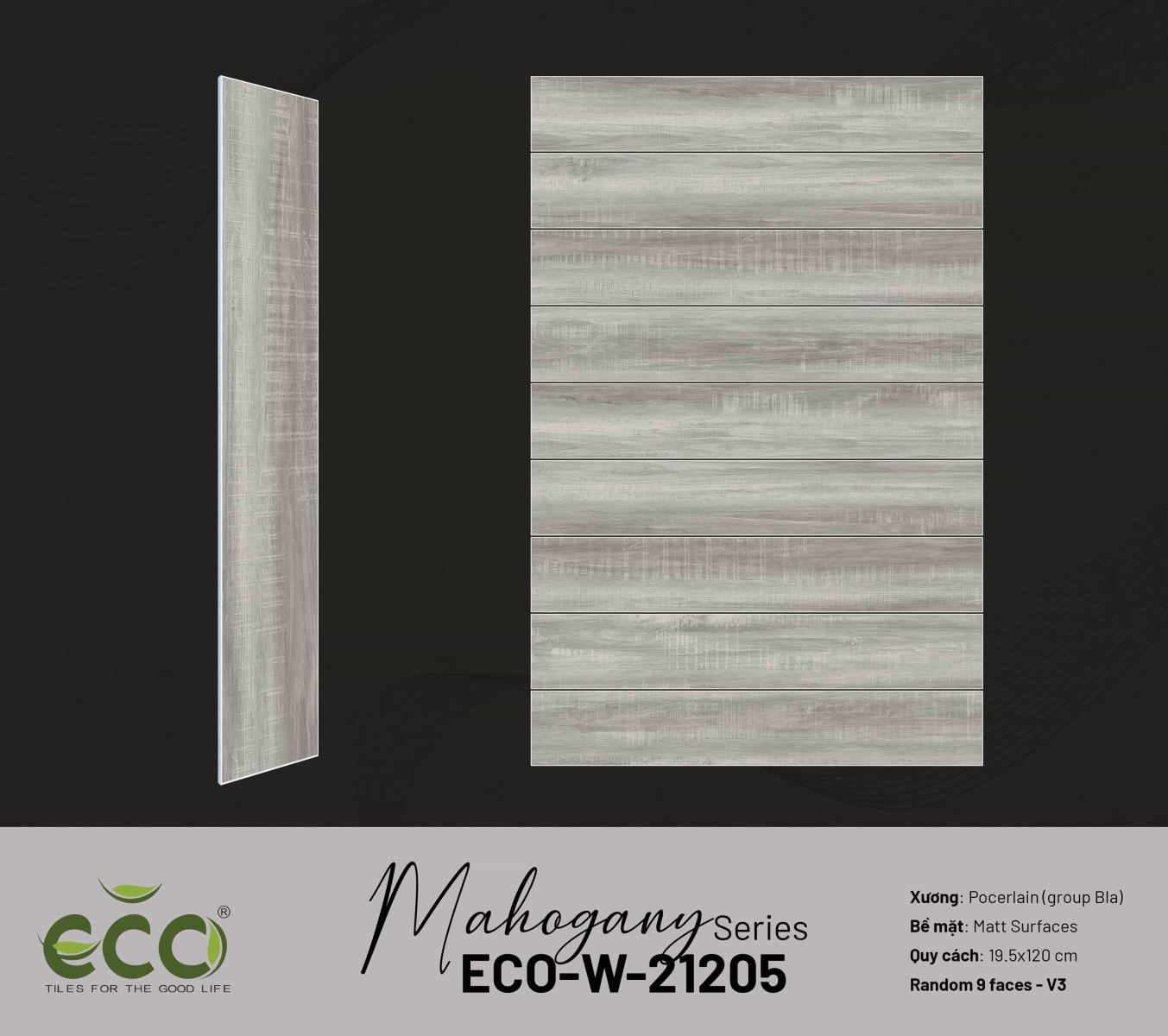 Gạch ốp lát vân gỗ 19.5x120 Ecotiles ECO-W-21205
