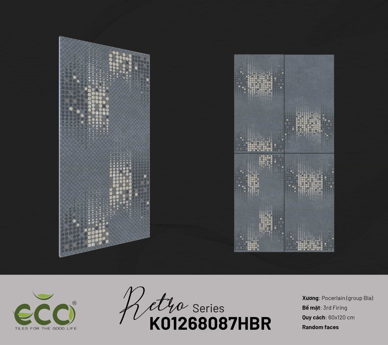 Gạch trang trí 60x120 Ecotiles RETRO K01268087HBR