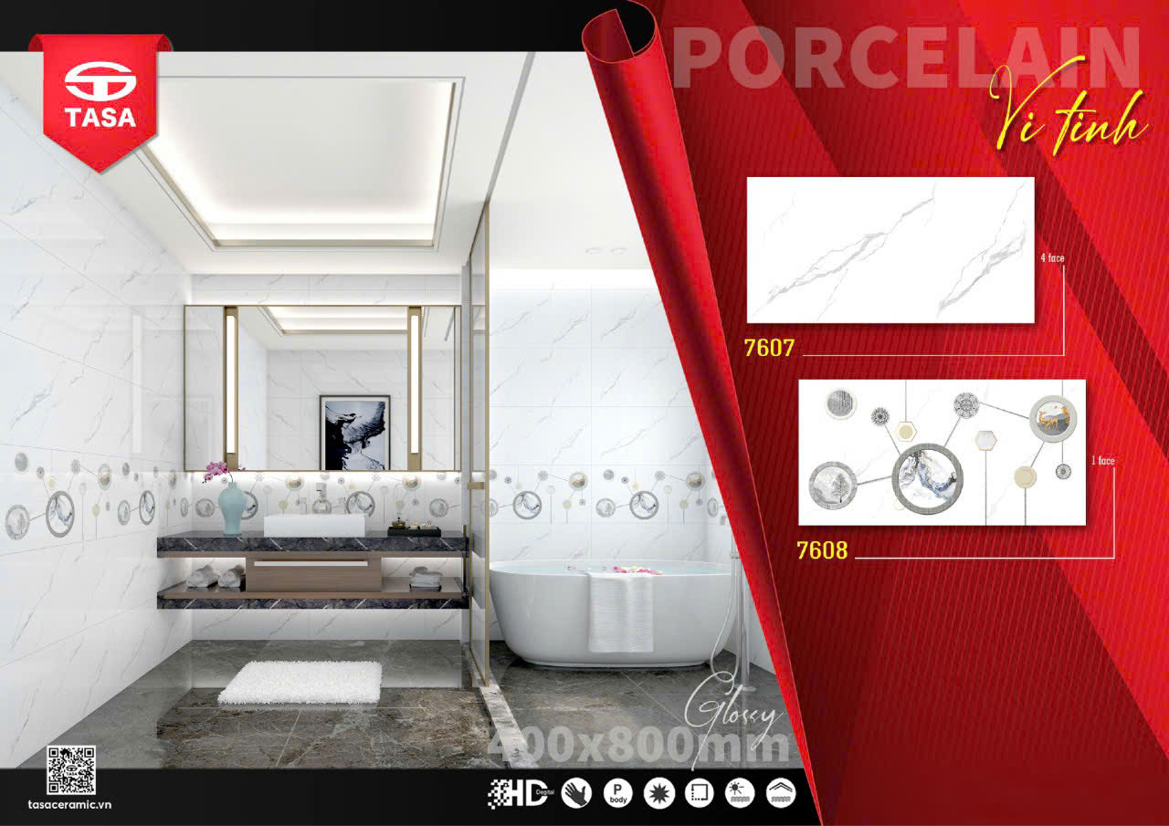 Gạch Ốp Tường Porcelain 40x80 TS 7607-7608