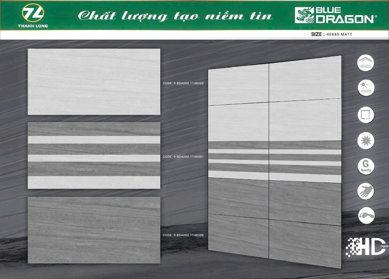 Gạch Ốp Tường Porcelain 40x80 BD 1148000-1148001-1148002