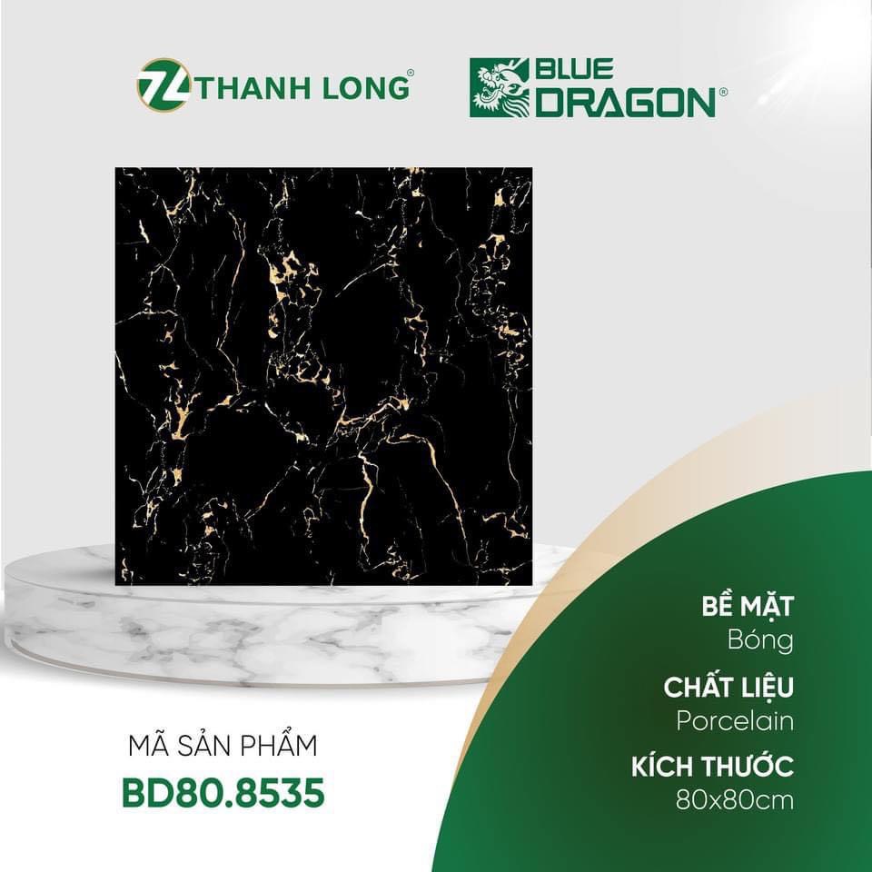 Gạch lát nền BlueDragon 80x80 8535 ( đen vân cam)