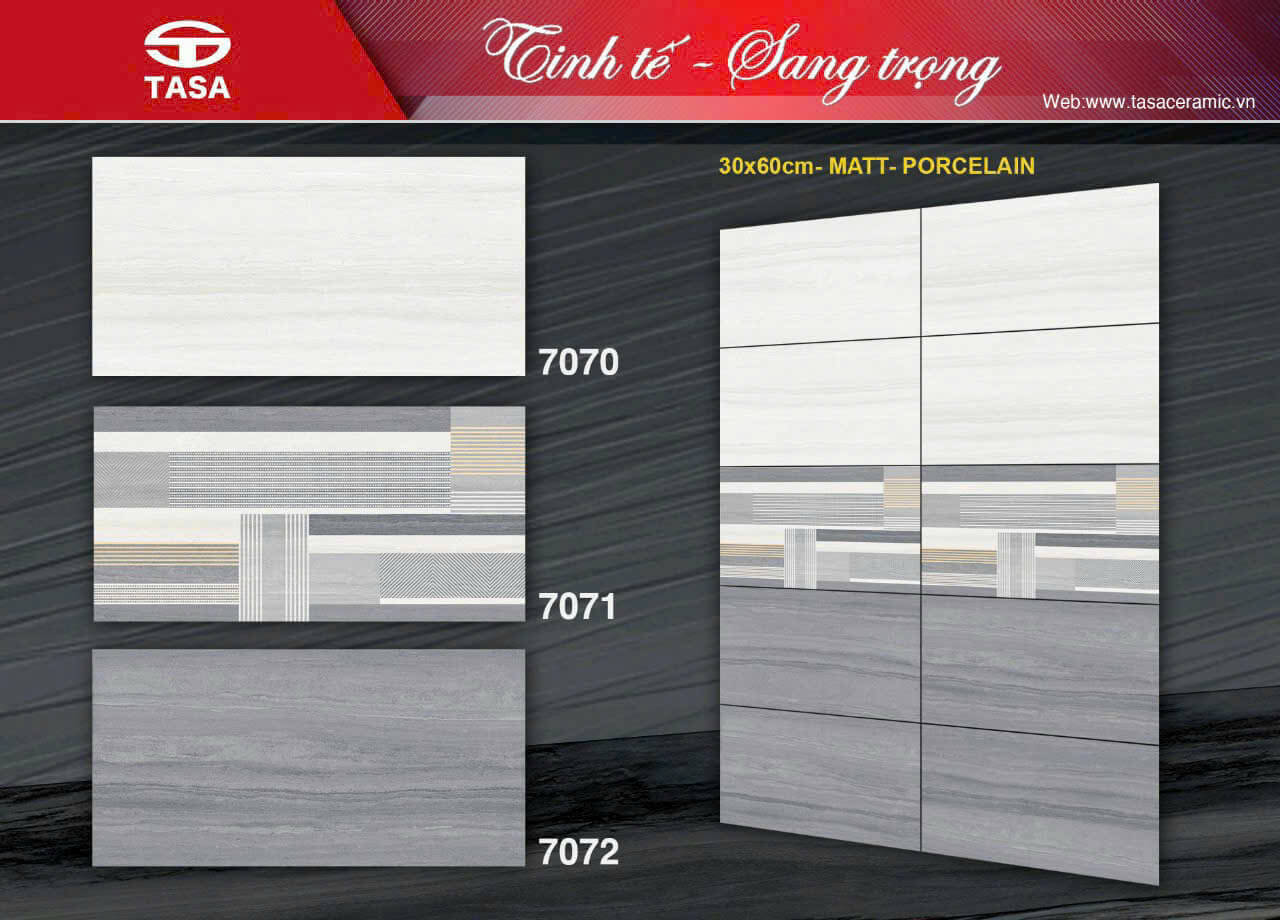 Gạch Ốp Tường Porcelain 30x60 TS 7070-7071-7072 Mờ matt
