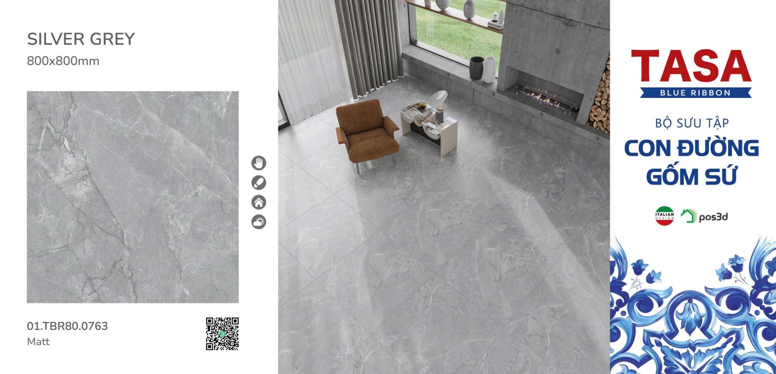 Gạch lát nền Tasa 80x80 01.TBR80.0763