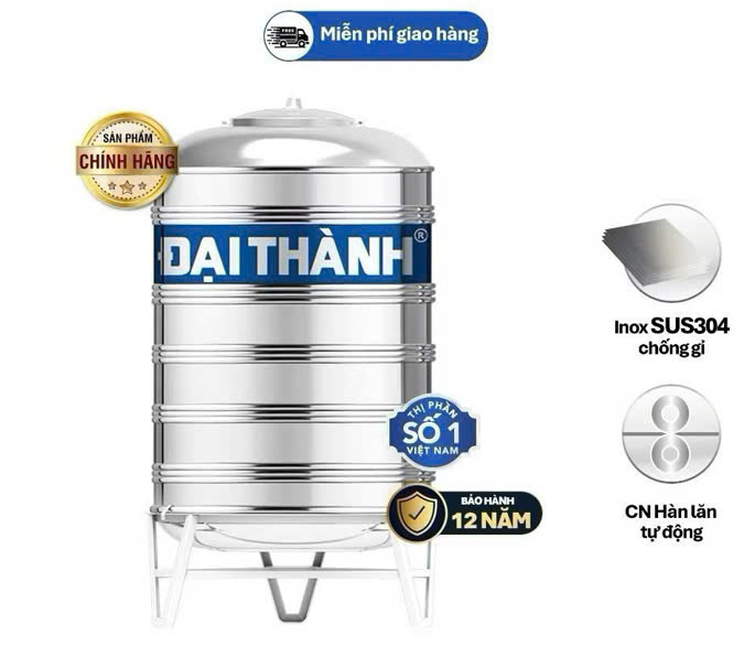 Bồn nước Tân Á Đại Thành SUS304- 500L Đứng